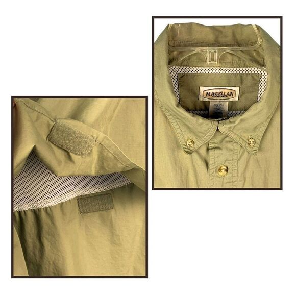 Magellan Sportswear Men's Vented, Convertible Long Sleeve Shirt- XLG Tall - Tan - Picture 3 of 5